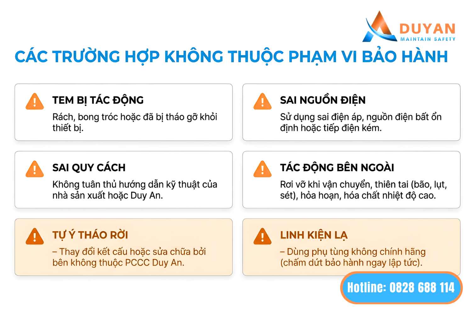 Chính sách bảo hành tại phòng cháy chữa cháy duy an 03