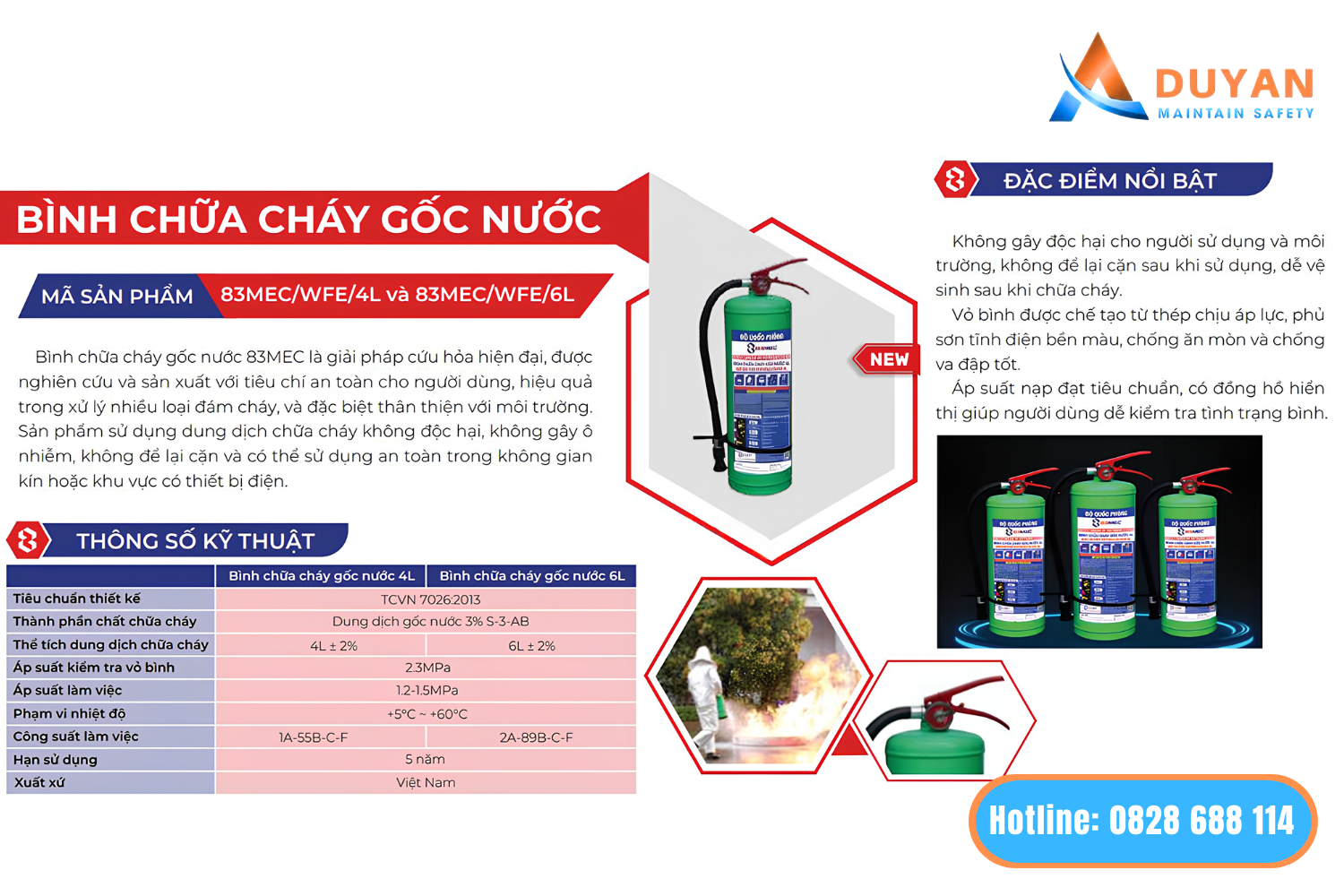 Thông số kỹ thuật bình chữa cháy gốc nước 83MEC BQP